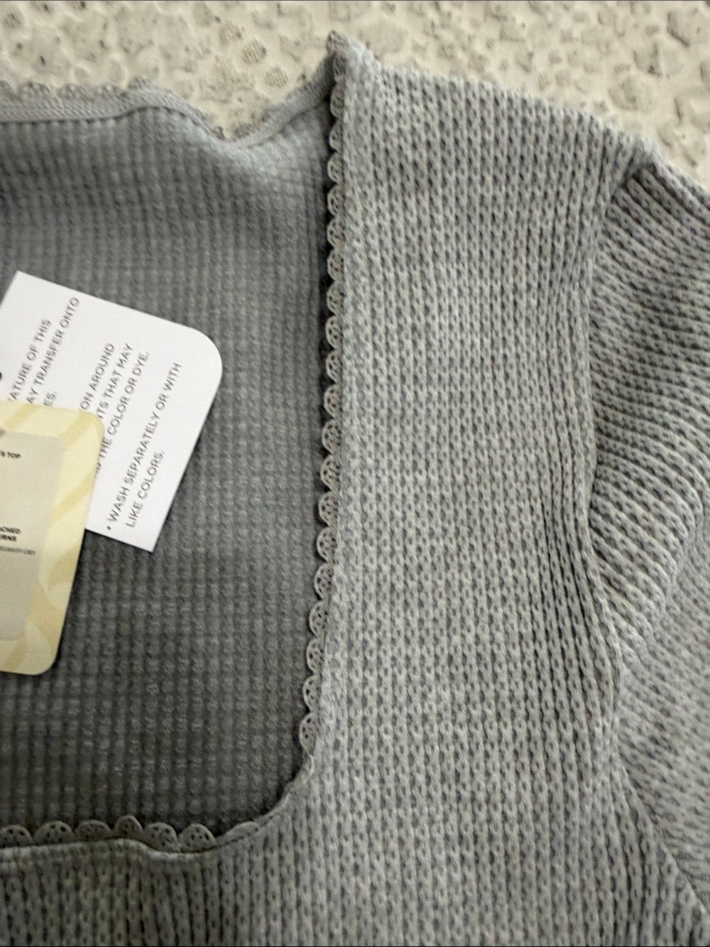 Fabletics Gray Ribbed Square Neck Top with Button Placket - Picture 9 of 10